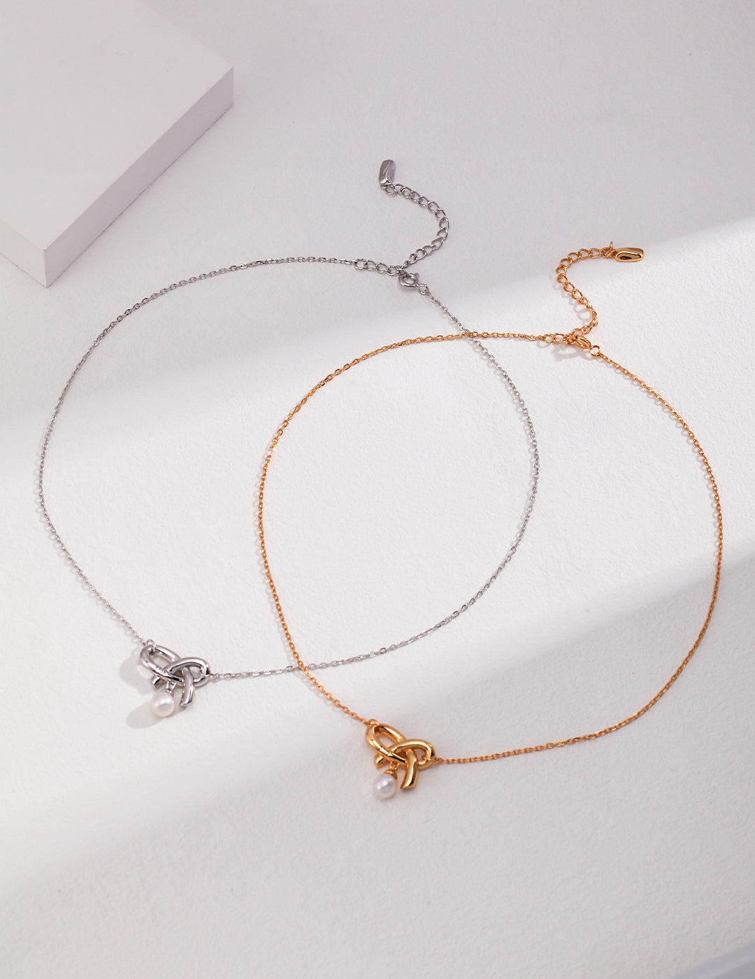 S925銀 18k鍍金 天然珍珠愛心蝴蝶結項鍊 情人節精選(雙色可選)