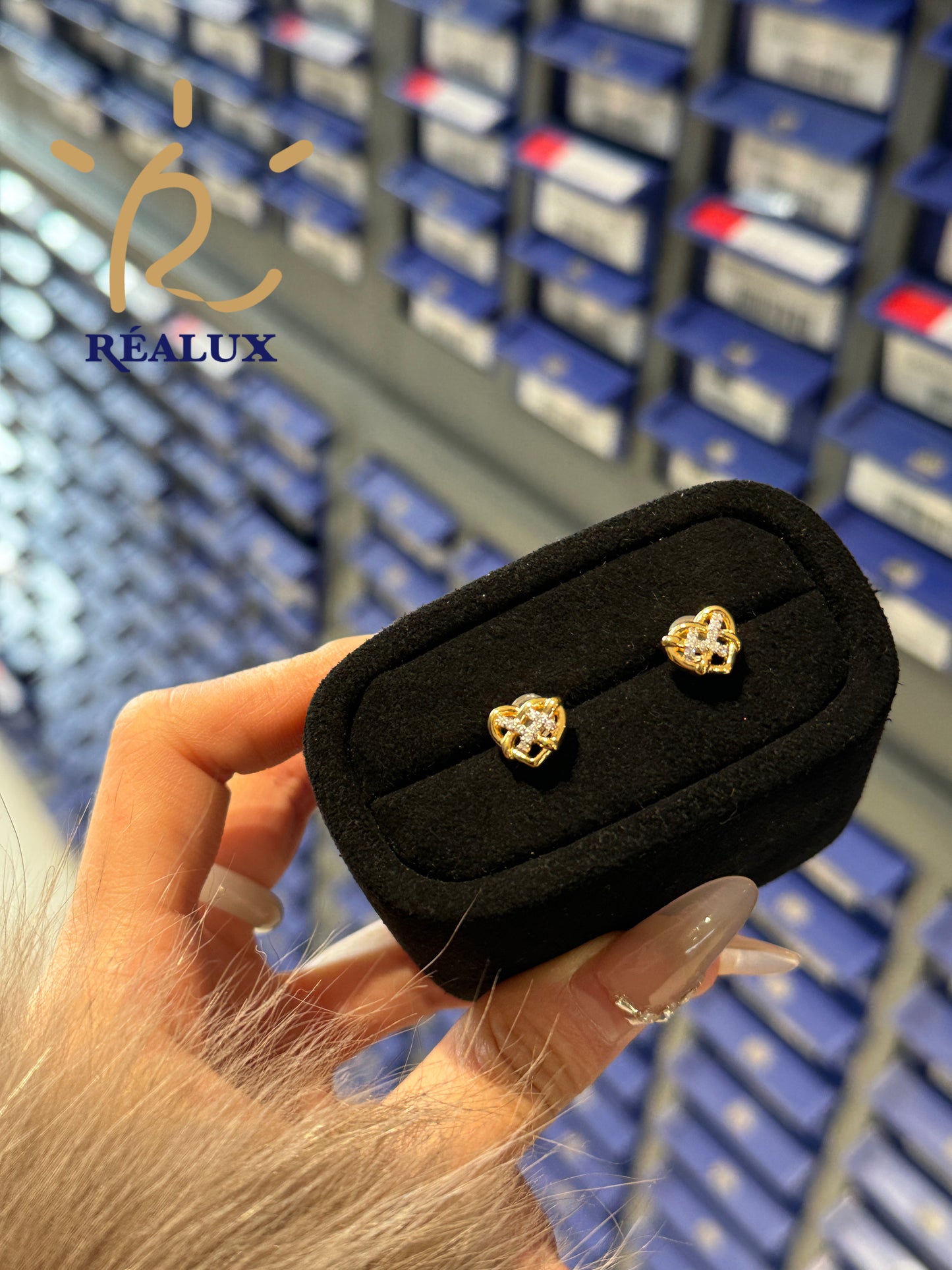 S925銀 通體18k鍍金 網格愛心耳环